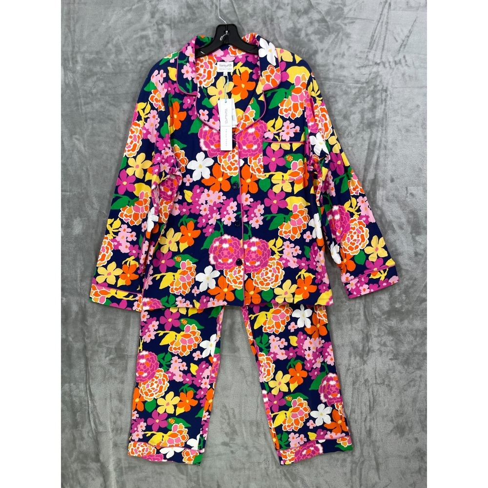 Bed head PJ's x Trina Turk Pajama Set LARGE Greenhouse Floral Flannel Cotton NWT